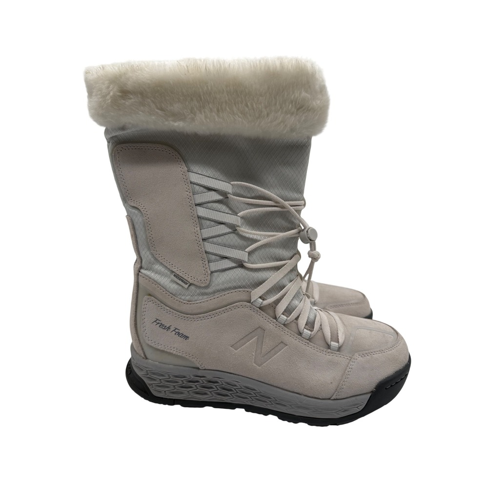 New Balance Fresh Foam 1000 Boots Womens 8.5 Grey Excellent Waterproof Faux Fur